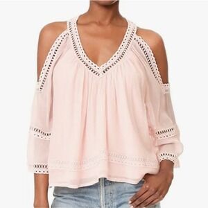 Rain Womens Lavender Pink Cold Shoulder Crochet Lace Boho Blouse Top Purple‎ NEW